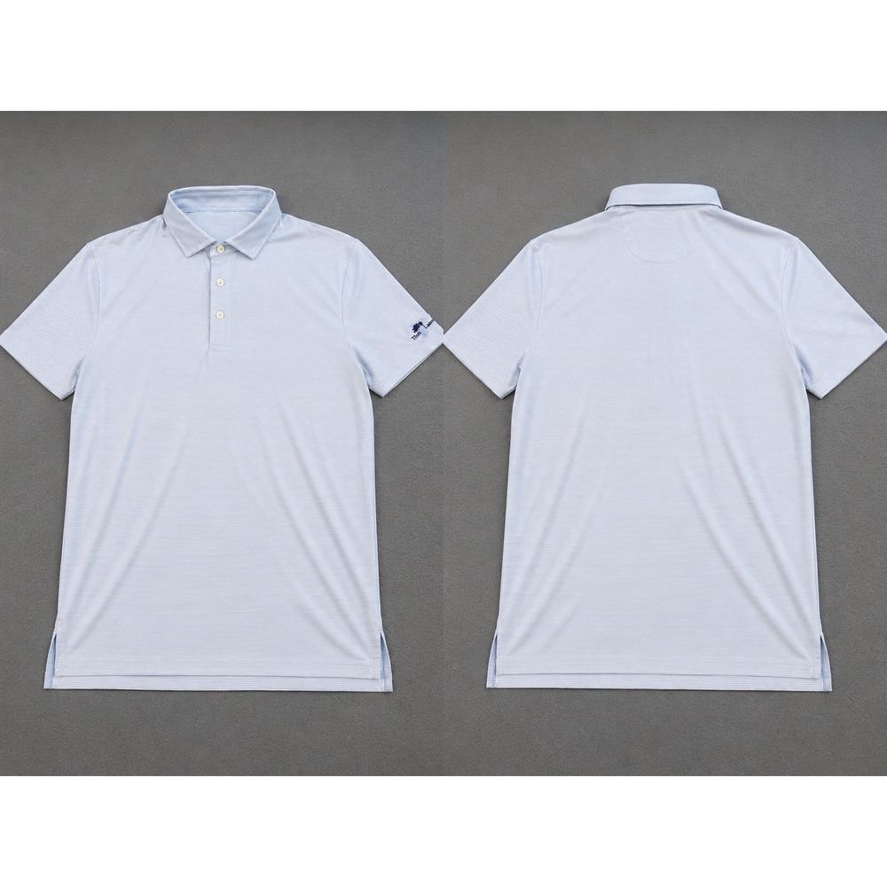 RLX Ralph Lauren Shirt Mens LARGE BLUE WHITE STRIPE S/S Golf Polo PERFORMANCE